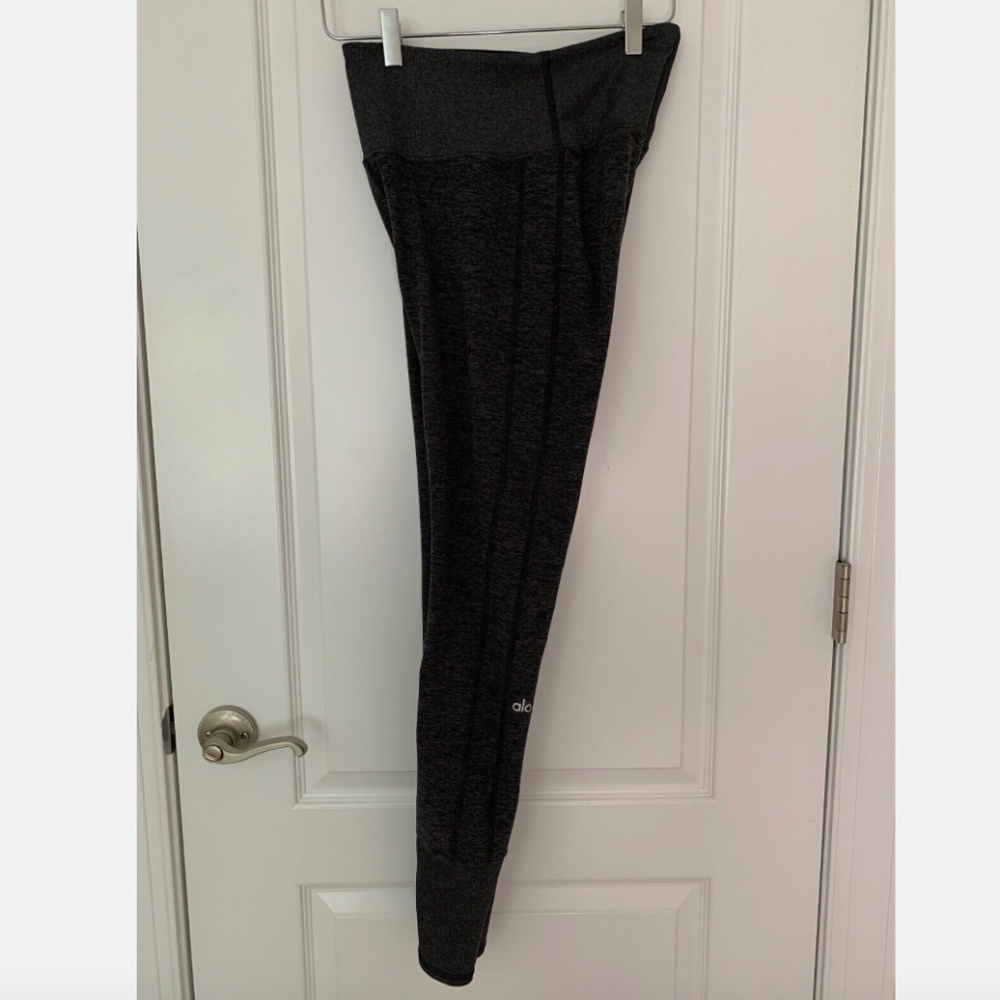 ALO High-Waist Lounge Leggings - Dark Gray Flecked- Size Large